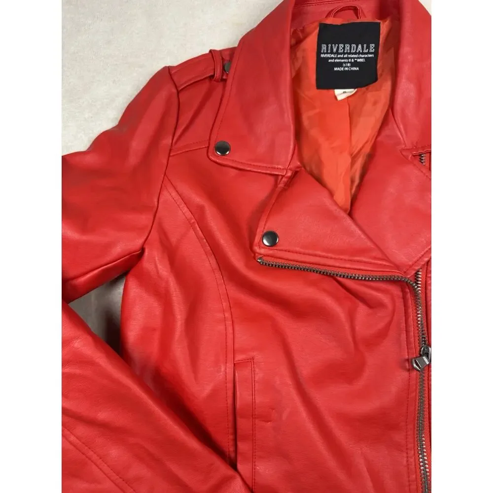 Riverdale South Side Serpents Faux Leather Moto Jacket Women’s Small Red